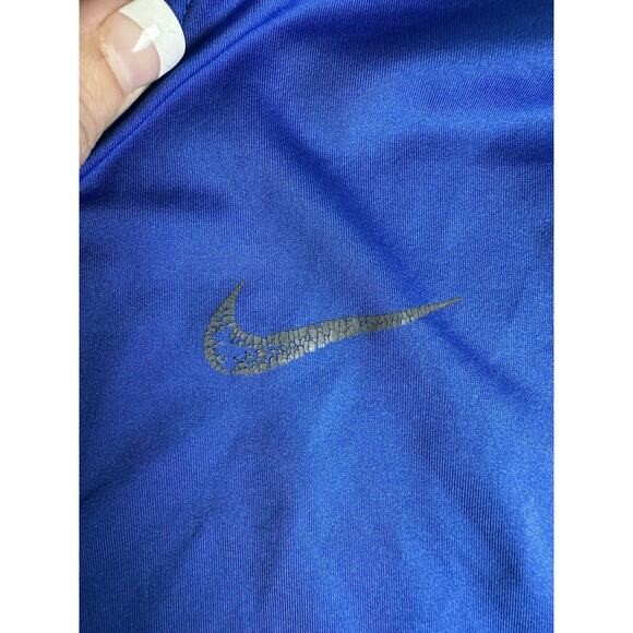 Nike Pro Combat Shirt Mens MED Fitted Blue Mock Base Layer Dri Fit Short Sleeve - Picture 4 of 8